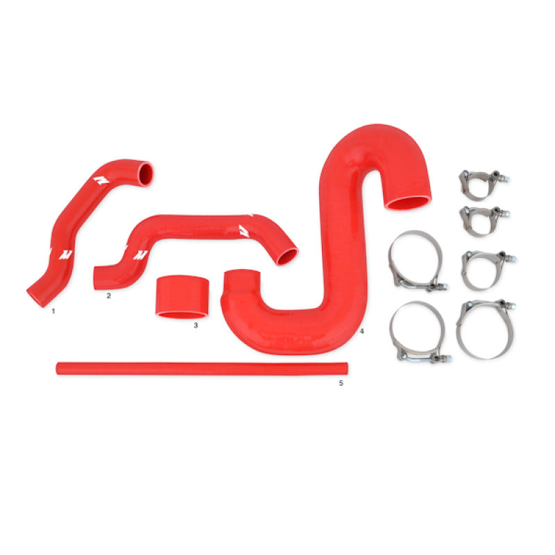 Mishimoto Subaru 02-07 WRX/04-07 STi Top-Mount Intercooler Kit - Powder Coated Silver & Red Hoses.