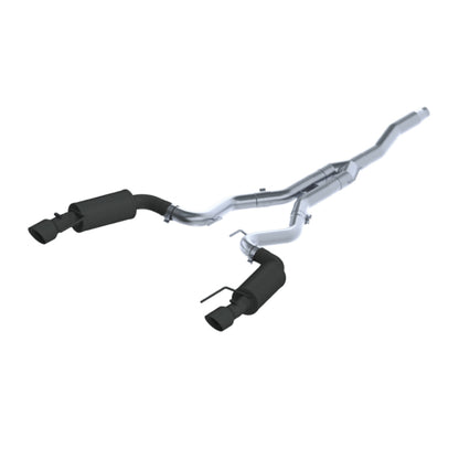 MBRP 15-18 Ford Mustang EcoBoost 2.3L Black 3in Cat Back Dual Split Rear Exit (Street Version).