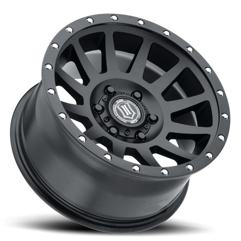 ICON Compression 17x8.5 6x5.5 0mm Offset 4.75in BS 106.1mm Bore Satin Black Wheel.