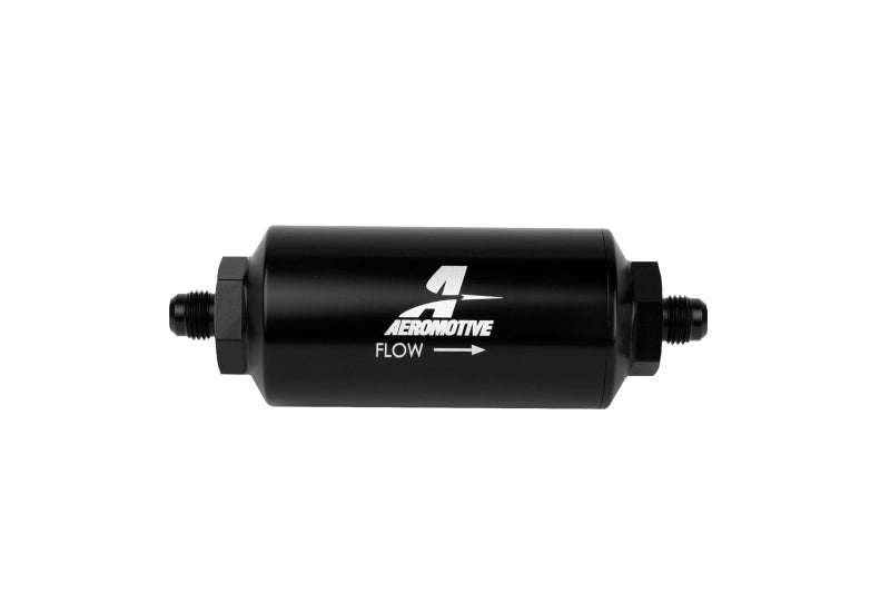 Aeromotive In-Line Filter - (AN-6 Male) 10 Micron Microglass Element Bright Dip Black Finish.