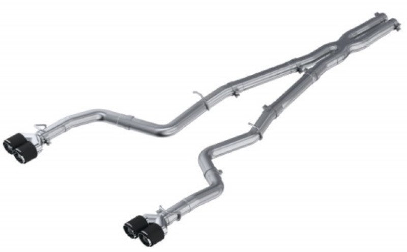 MBRP 15-16 Dodge Challenger 5.7L HEMI SS 3in Quad Split Rear Exit w/ Carbon Fiber Tips - T304.