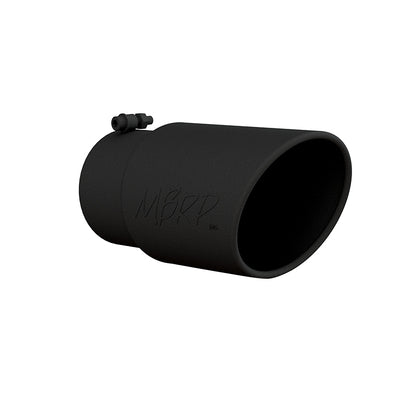 MBRP Universal Tip 6in O.D. Angled Rolled End 5 inlet 12 length - Black Finish.