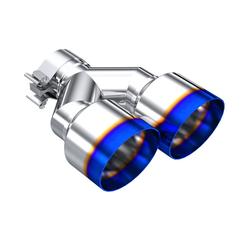 MBRP Burnt End Tip 2.5 ID Dual 4 OD Out 9.5 length Single wall 304 Stainless Steel Driver Side.