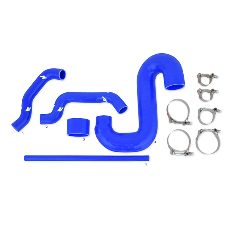 Mishimoto Subaru 02-07 WRX/04-07 STi Top-Mount Intercooler Kit - Powder Coated Silver & Blue Hoses.