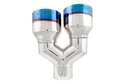 MBRP Burnt End Tip 2.5 ID Dual 4 OD Out 9.55 length Single wall 304 Stainless Steel Pass Side.