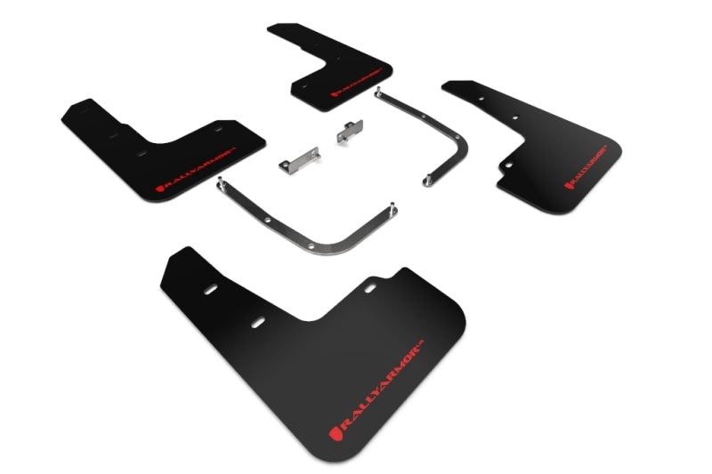 Rally Armor 2019+ Hyundai Veloster Turbo R-Spec UR Black Mud Flap w/ Red Logo.