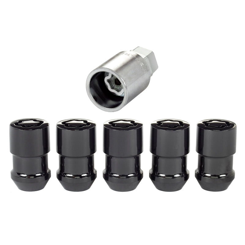 McGard Wheel Lock Nut Set - 5pk. (Cone Seat) 1/2-20 / 3/4 &13/16 Dual Hex / 1.46in. Length - Black.