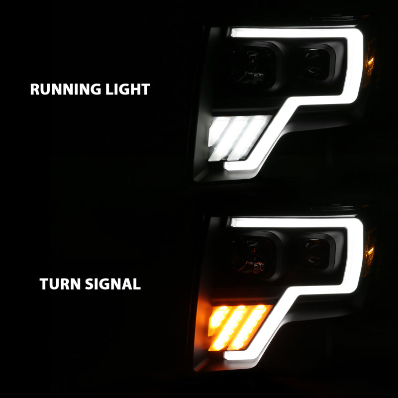 ANZO 2009-2013 Ford F-150 Projector Light Bar G4 Switchback H.L.Black Amber.