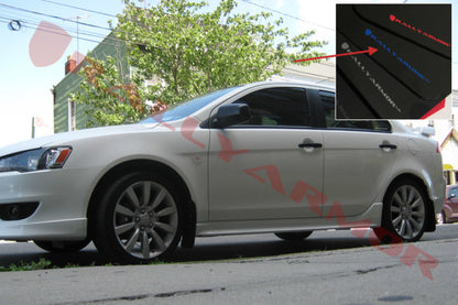 Rally Armor 2007+ Mitsubishi Lancer (doesnt fit Sportback) UR Black Mud Flap w/ Blue Logo.