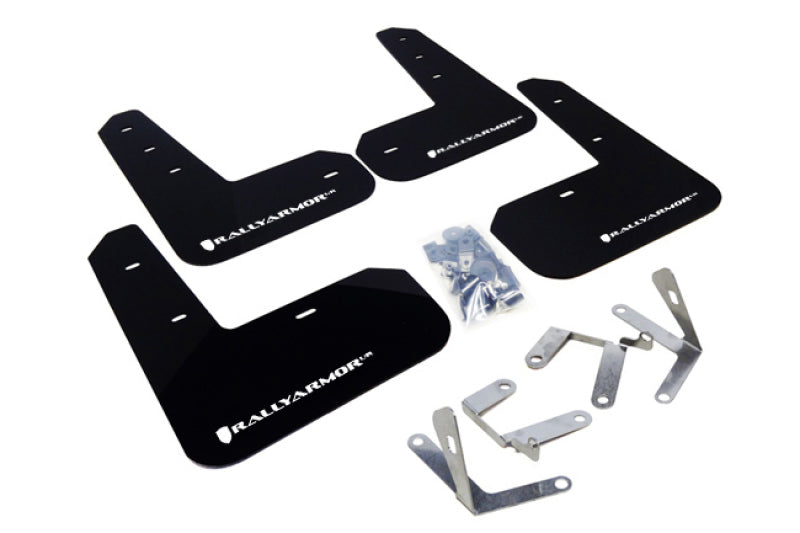 Rally Armor 13+ Subaru BRZ / 13+ Scion FR-S UR Black Mud Flap w/ White Logo.