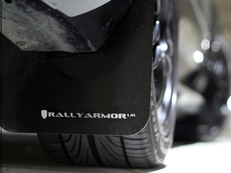 Rally Armor 08-10 WRX (hatch & sedan) / 08-11 Subaru 2.5i UR Black Mud Flap w/ White Logo.