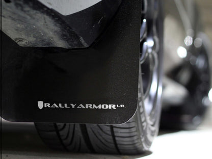 Rally Armor 08-10 WRX (hatch & sedan) / 08-11 Subaru 2.5i UR Black Mud Flap w/ White Logo.
