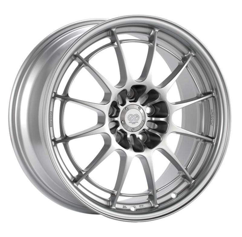 Enkei NT03+M 18x10.5 5x114.3 30mm Offset 72.6mm Bore Silver Wheel.