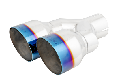 MBRP Burnt End Tip 2.5 ID Dual 4 OD Out 9.55 length Single wall 304 Stainless Steel Pass Side.