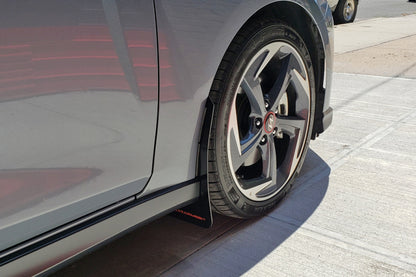 Rally Armor 2019+ Hyundai Veloster Turbo R-Spec UR Black Mud Flap w/ Dark Grey Logo.