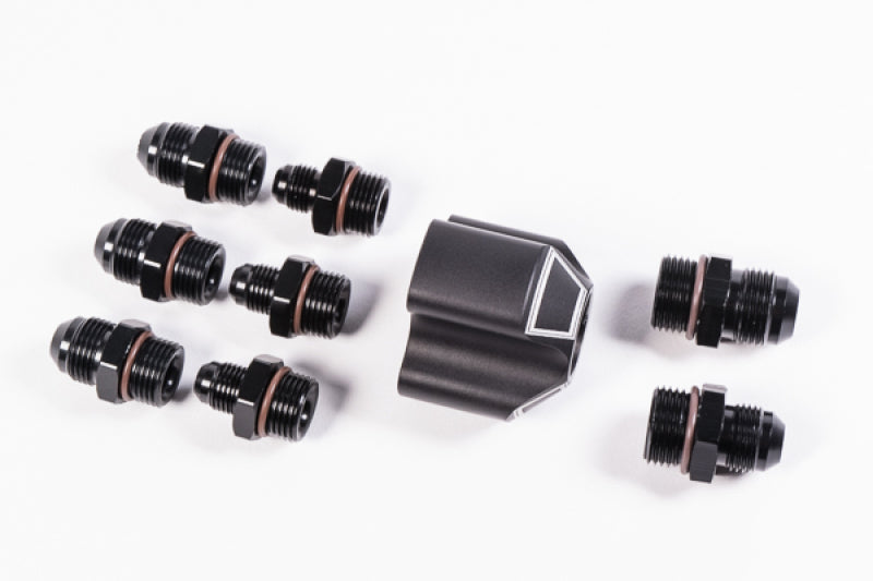 Radium Engineering 3 Into 1 Distribution Block w/ Fittings.
