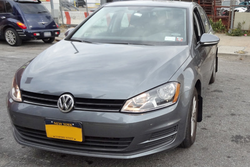 Rally Armor 2015+ VW Golf/GTI/TSI UR Black Mud Flap w/ White Logo.