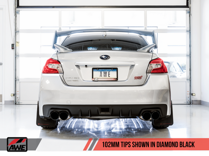 AWE Tuning Subaru STI VA / WRX GV / STI GV Sedan Touring Edition Exhaust - Diamond Black Tip (102mm).