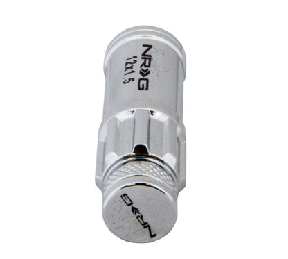 NRG 700 Series M12 X 1.5 Steel Lug Nut w/Dust Cap Cover Set 21 Pc w/Locks & Lock Socket - Silver.