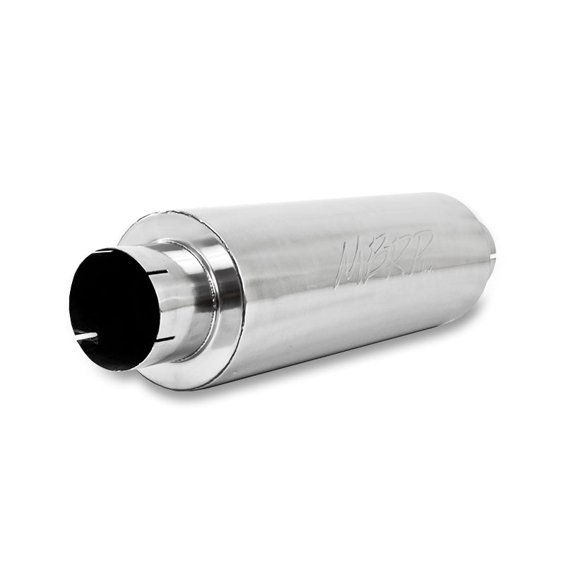 MBRP Universal Quiet Tone Muffler 5in Inlet /Outlet 8in Dia Body 31in Overall.