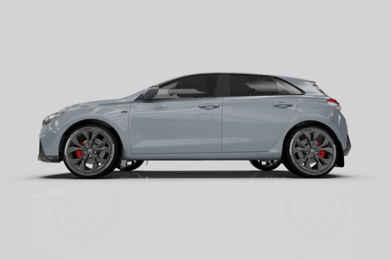 Rally Armor 2019+ Hyundai Elantra N Line UR Black Mud Flap w/ Performance Blue Logo.