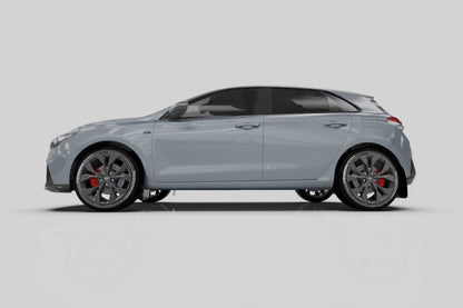 Rally Armor 2019+ Hyundai Elantra N Line UR Black Mud Flap w/ Performance Blue Logo.