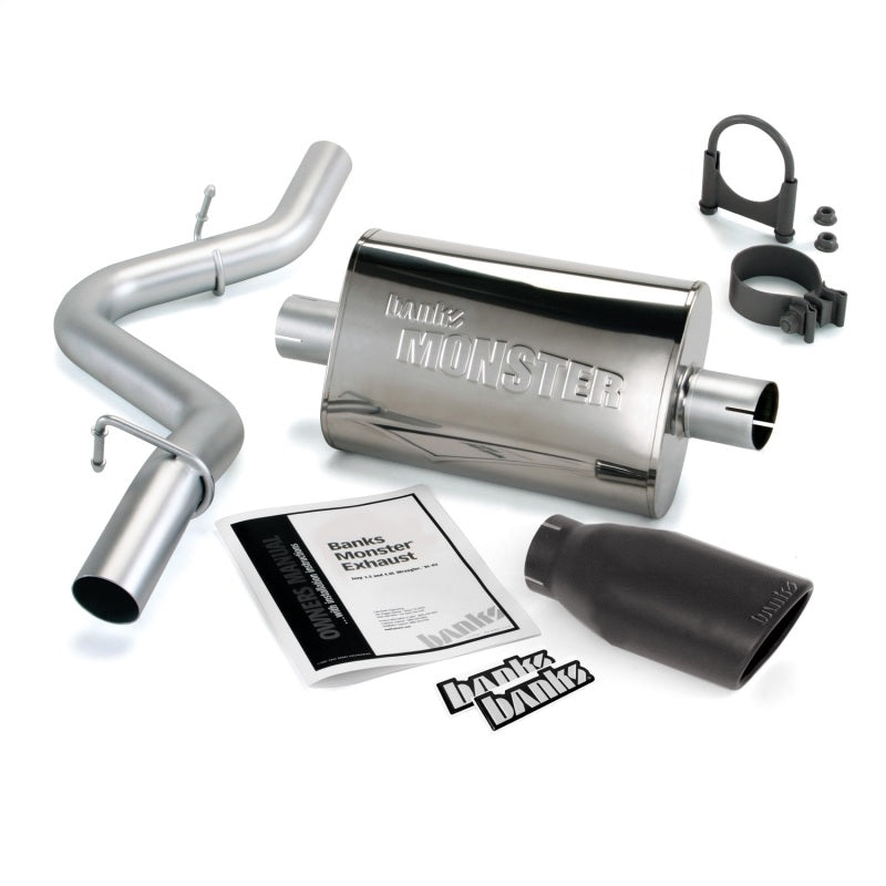 Banks Power 97-99 Jeep 2.5/4.0L Wrangler Slip Fit Cat Monster Exh Sys - SS Single Exh w/ Blk Tip.