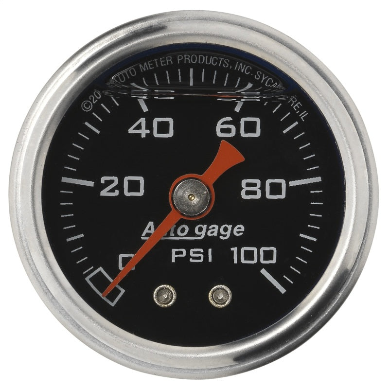 Autometer AutoGage 1.5in Liquid Filled Mechanical 0-100 PSI Fuel Pressure Gauge.