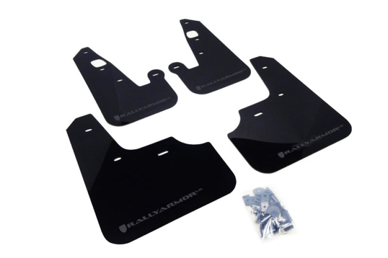 Rally Armor 2007+ Mitsubishi Lancer (doesnt fit Sportback) UR Black Mud Flap w/ Grey Logo.