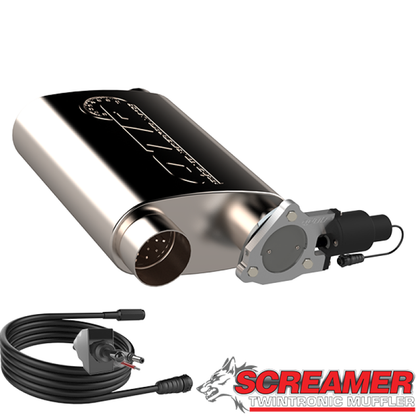 QTP 3in Weld-On 304SS Reverse Screamer Muffler w/Bolt-On QTEC Electric Cutout.