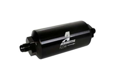 Aeromotive In-Line Filter - (AN-6 Male) 10 Micron Microglass Element Bright Dip Black Finish.
