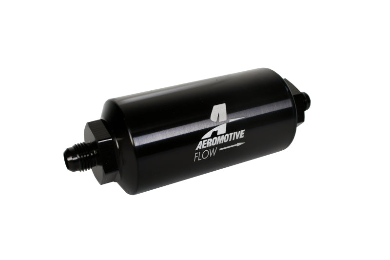 Aeromotive In-Line Filter - (AN-6 Male) 10 Micron Microglass Element Bright Dip Black Finish.