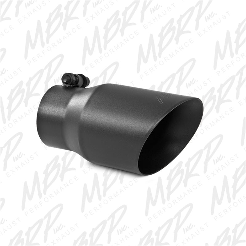 MBRP Tip 3in Round x 4in Inlet OD Dual Walled Angled Black Tip - Fits all 3in Exhausts.