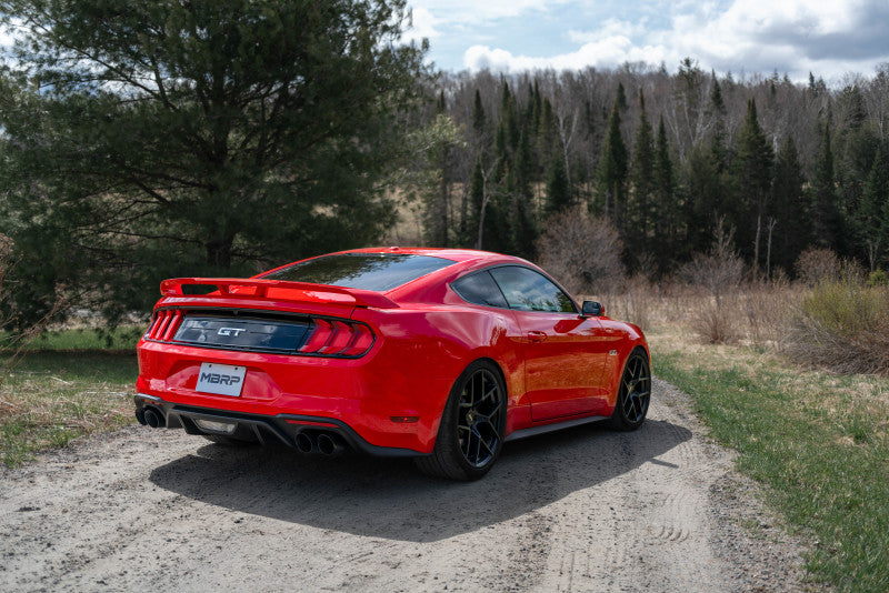 MBRP 18-20 Ford Mustang GT 2.5in Black Coated Non Active Dual Axle Back Exhaust - 4in Dual Wall Tips.