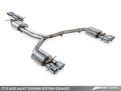 AWE Tuning Audi C7.5 A7 3.0T Touring Edition Exhaust - Quad Outlet Diamond Black Tips.