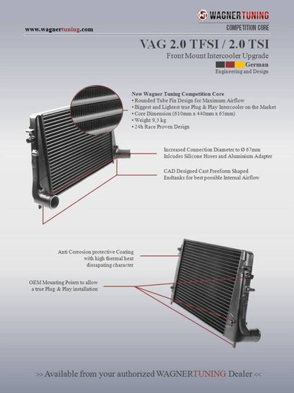 Wagner Tuning VAG 2.0L TFSI/TSI Competition Intercooler Kit.