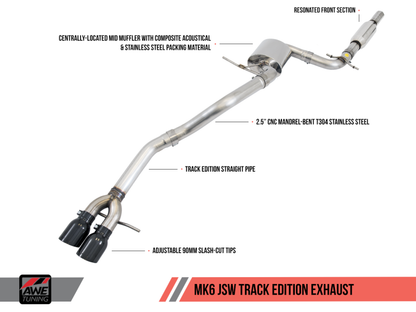 AWE Tuning Track Catback Exhaust - Diamond Black Tips | 3020-23026