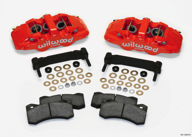 Wilwood AERO6 Front Caliper & Bracket Kit - Red 97-13 C5/C6 Corvette w/ OEM HD/Z51 Rotors.