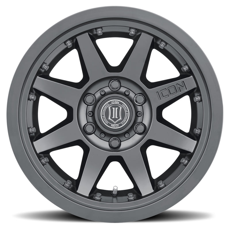 ICON Rebound Pro 17x8.5 6x5.5 0mm Offset 4.75in BS 106.1mm Bore Satin Black Wheel.