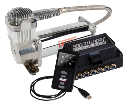 Air Lift Performance 3H (3/8 Air Line 5 Gal Polished Aluminum Tank VIAIR 444C Comp)