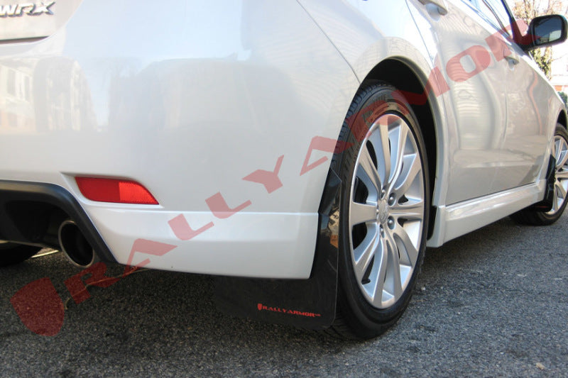Rally Armor 08-10 WRX (hatch & sedan) / 08-11 Subaru 2.5i UR Black Mud Flap w/ Red Logo.