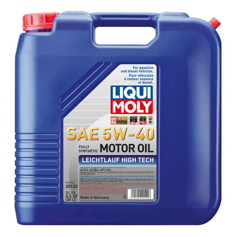 LIQUI MOLY 20L Leichtlauf (Low Friction) High Tech Motor Oil 5W-40.