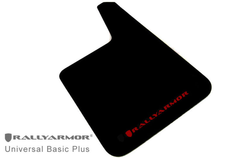 Rally Armor Universal Fitment Longer (no hardware) Basic Plus Black Mud Flap w/ Red Logo.