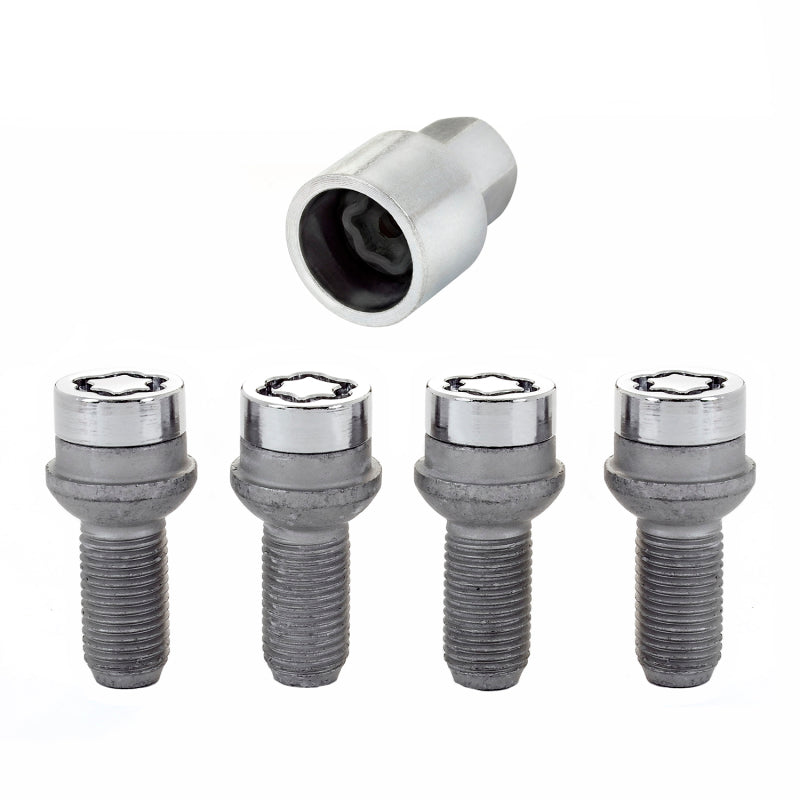 McGard Wheel Lock Bolt Set - 4pk. (Radius Seat) M14X1.5 / 17mm Hex / 26.7mm Shank Length - Chrome.