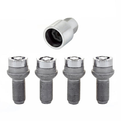 McGard Wheel Lock Bolt Set - 4pk. (Radius Seat) M14X1.5 / 17mm Hex / 26.7mm Shank Length - Chrome.