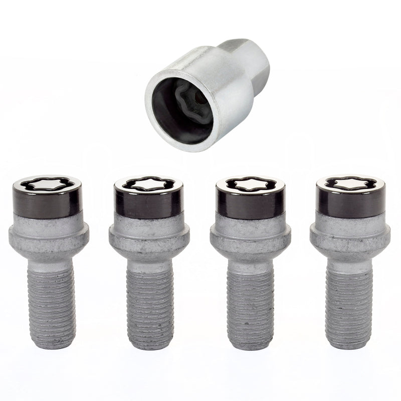McGard Wheel Lock Bolt Set - 4pk. (Radius Seat) M14X1.5 / 17mm Hex / 27.0mm Shank Length - Black.