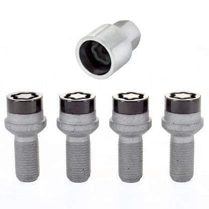 McGard Wheel Lock Bolt Set - 4pk. (Radius Seat) M14X1.5 / 17mm Hex / 27.0mm Shank Length - Black.
