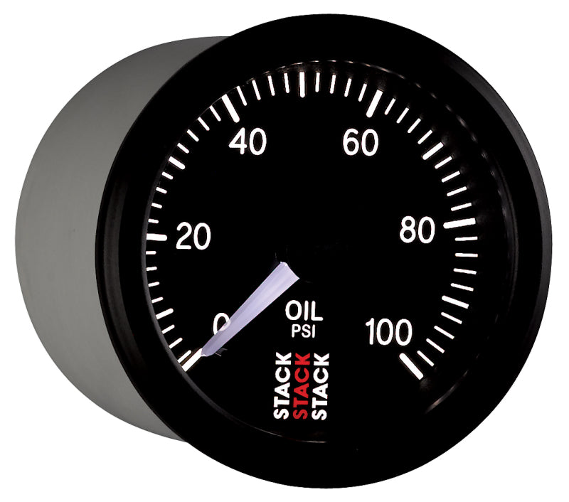 Autometer Stack 52mm 0-100 PSI 1/8in NPTF (M) Mechanical Oil Pressure Gauge - Black.