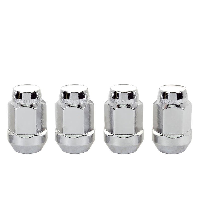 McGard Hex Lug Nut (Cone Seat Bulge Style) M14X1.5 / 22mm Hex / 1.635in. Length (4-Pack) - Chrome.