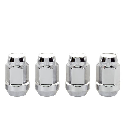 McGard Hex Lug Nut (Cone Seat Bulge Style) M14X1.5 / 22mm Hex / 1.635in. Length (4-Pack) - Chrome.